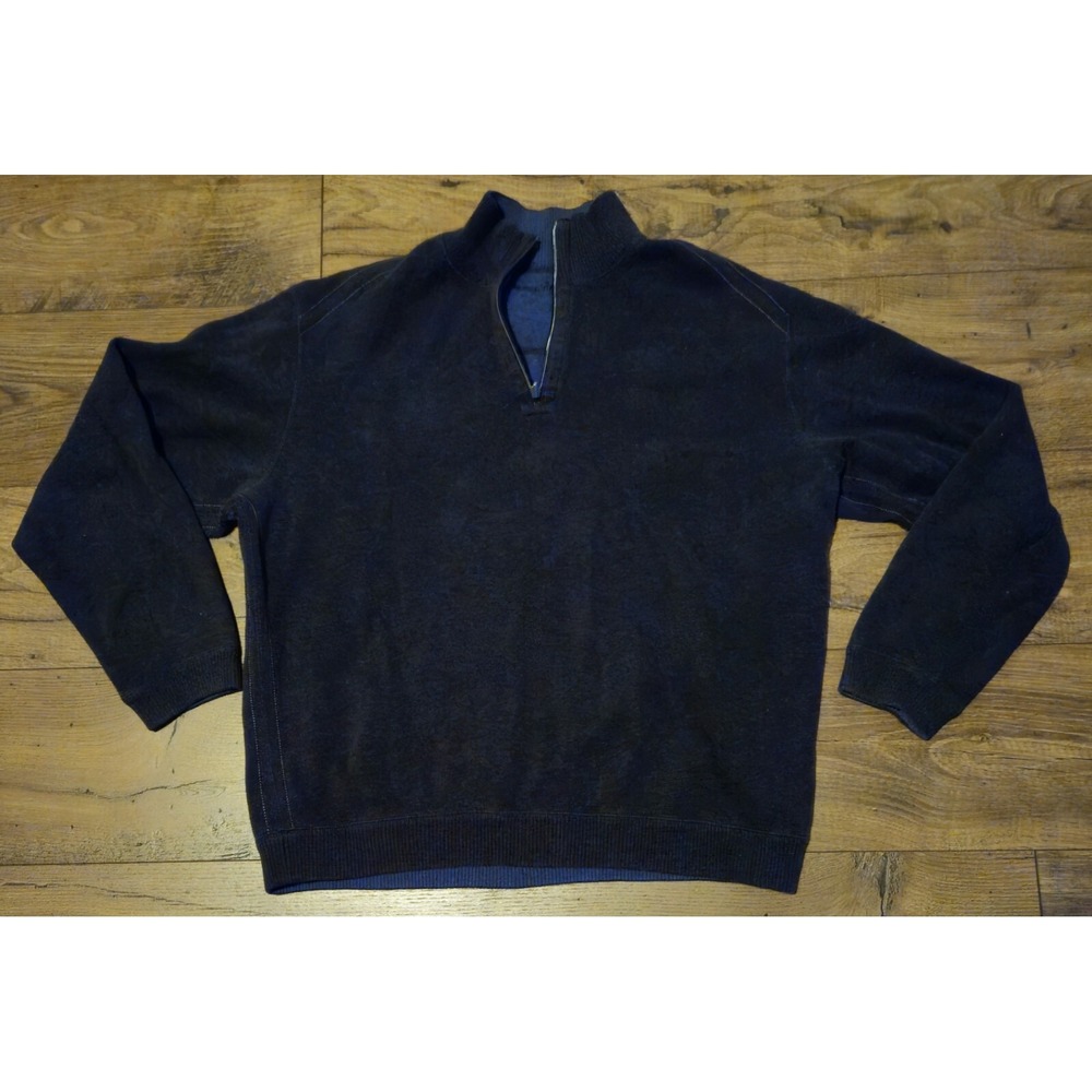 Tommy Bahama Men's Sweater Large Charcoal Gray Pullover 1/4 Zip